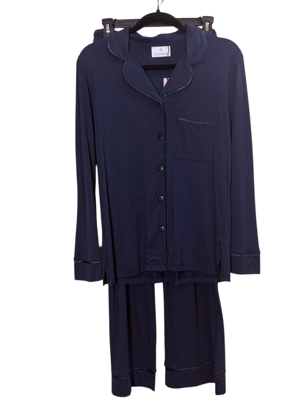 Cosabella Women’s Navy Long-Sleeve Button-Front Pajama Set Petite M